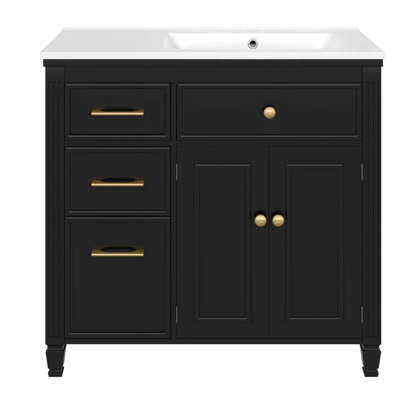 Modern Bathroom Vanity With Ceramic Sink, Freestanding