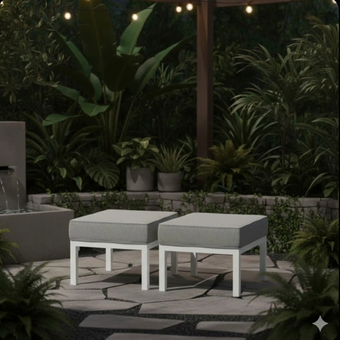 Patio Ottomans With Cushions, All-Weather Footrests (Set of 2) by HouseOfZazla
