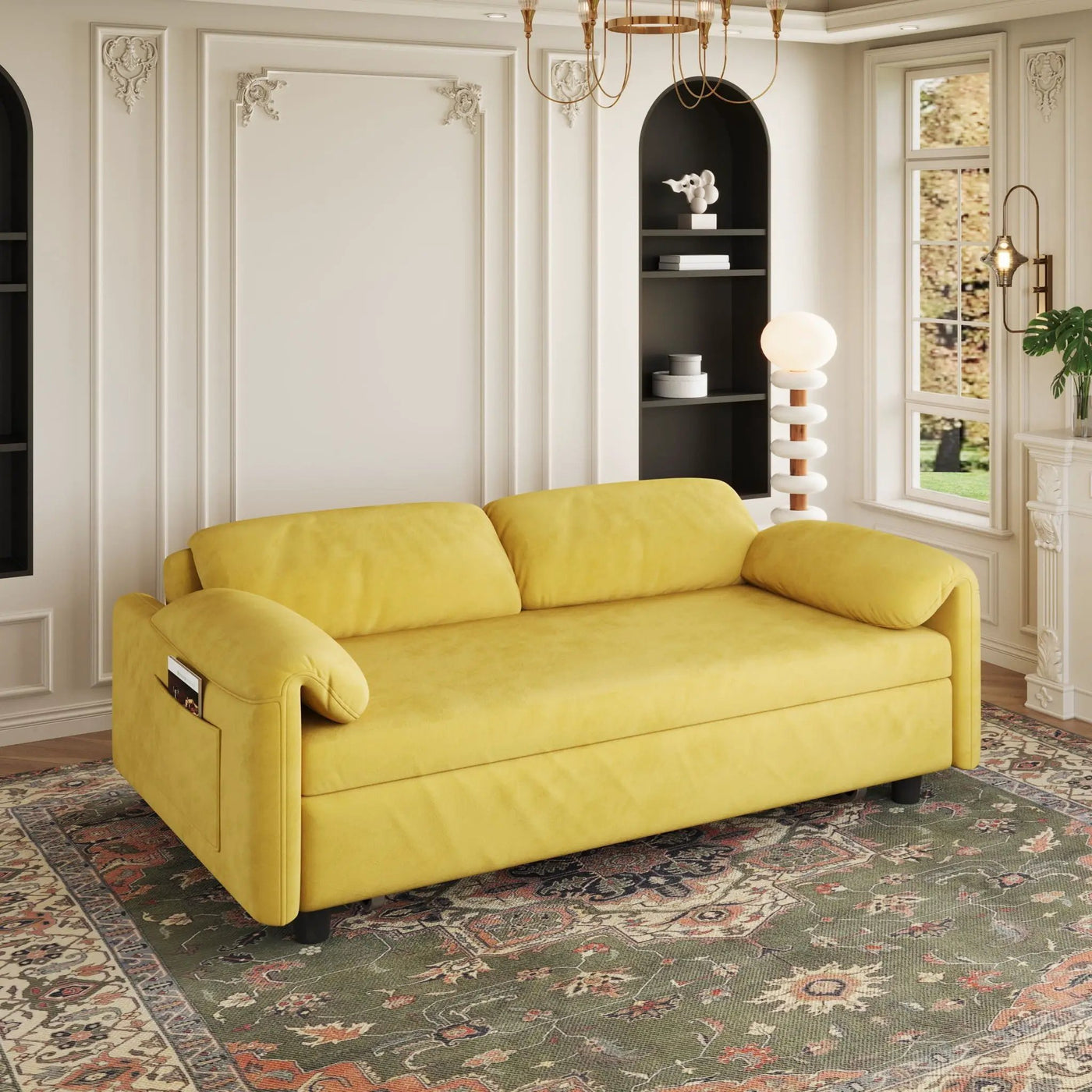Sofa, Dual Purpose Lounge With Retractable Queen Size Bed by Unique Piece Furniture