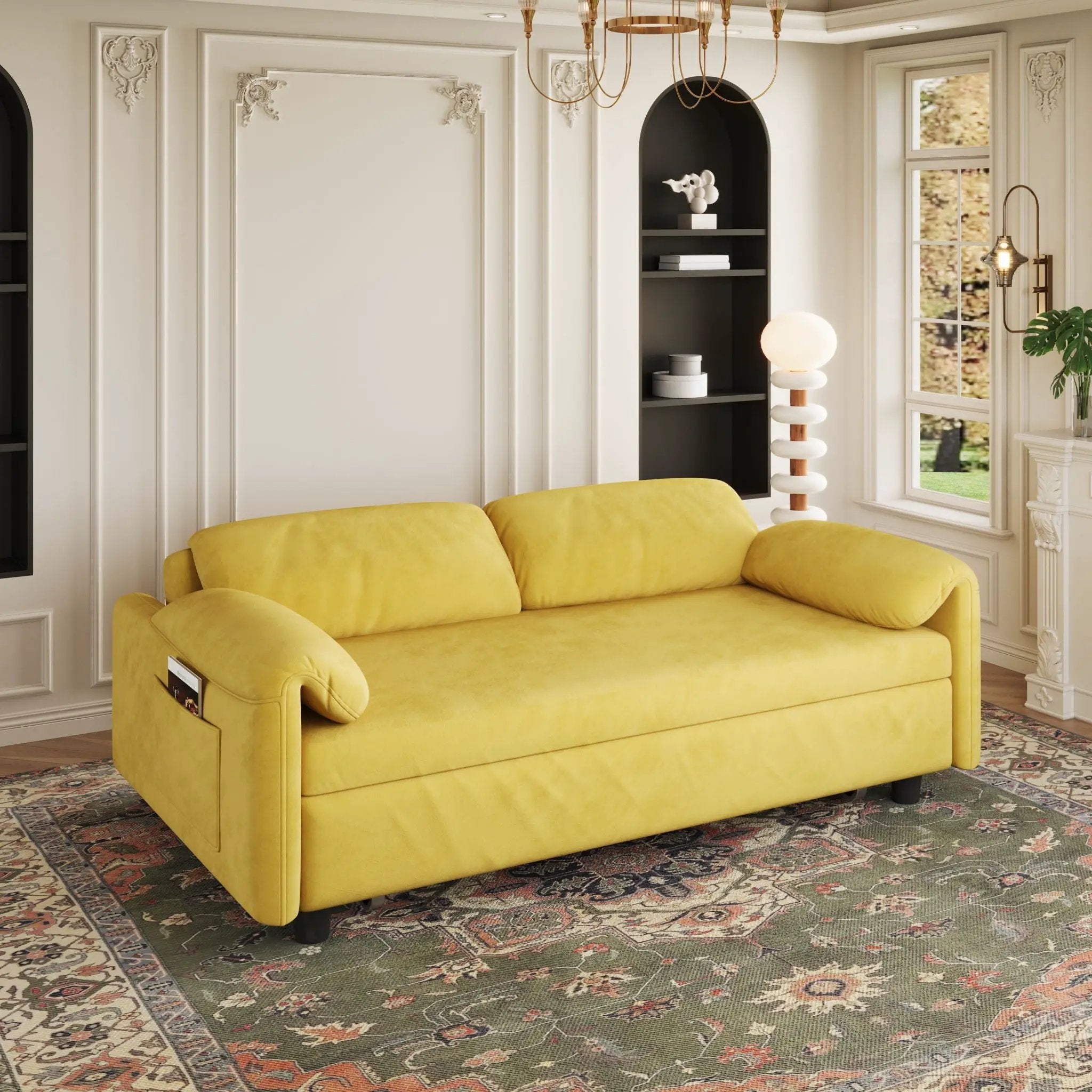 Sofa, Dual Purpose Lounge With Retractable Queen Size Bed by Unique Piece Furniture