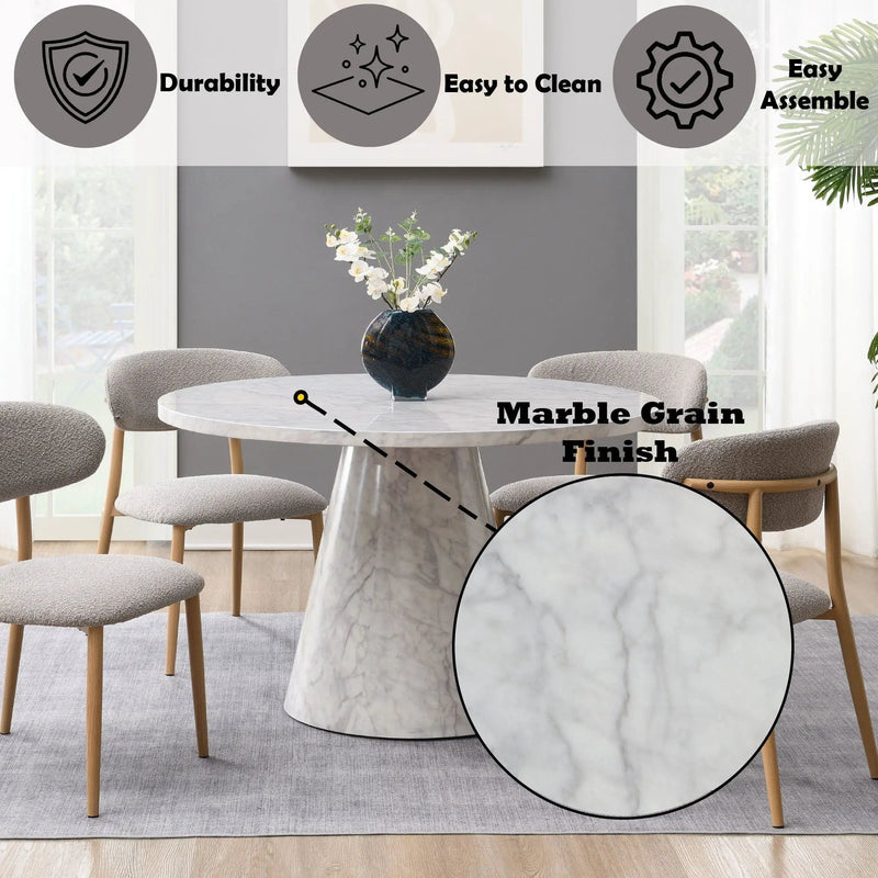 Kacey - Natural Engineered Stone Round Dining Table - Stone Gray by HouseOfZazla