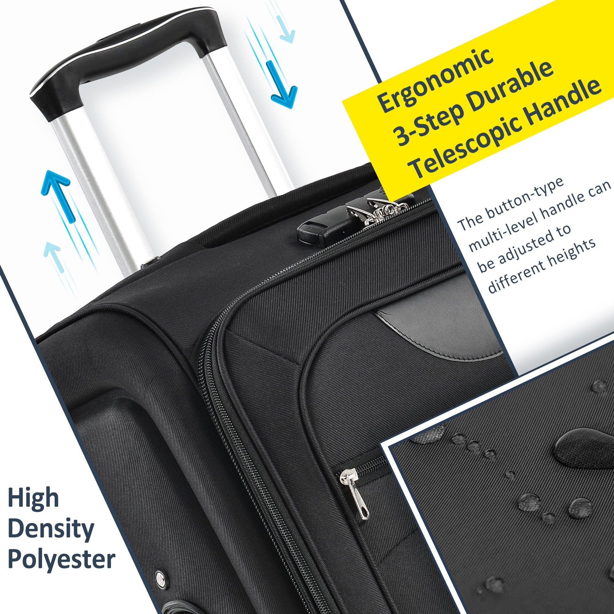 Softside Luggage Expandable 3 Piece Set Suitcase Upright Spinner Softshell Lightweight Luggage Travel Set by HouseOfZazla