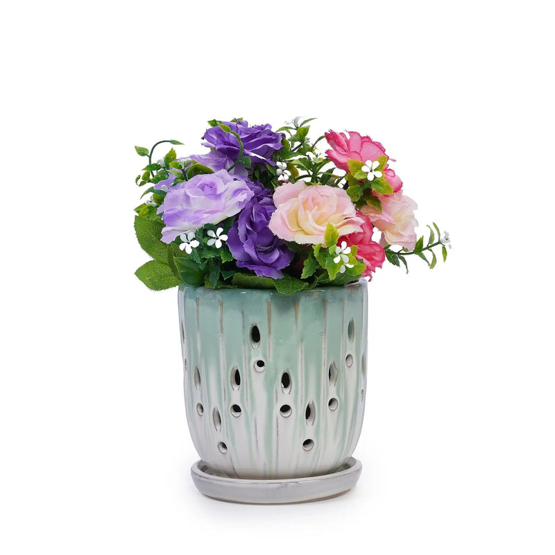 Set of 2 Ceramic Flowerpots with Drainage Hole by HouseOfZazla