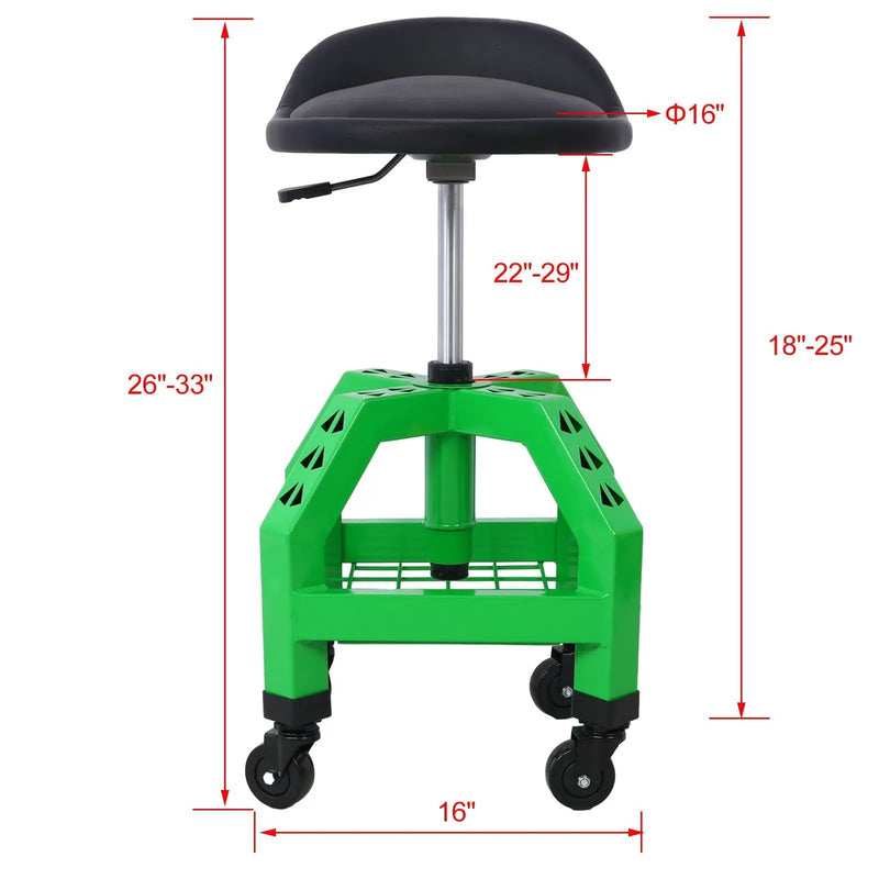 Pneumatic 360 Degree Swivel Stool, Mechanics Rolling Creeper Seat, Heavy Duty Rolling Mechanics Stool, Shop Stool With Casters by HouseOfZazla