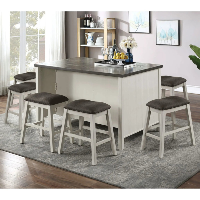 Counter Height Dining Table With Storage Cabinet Base - Dark Gray / Off White / Off White / Gray by Unique Piece Furniture