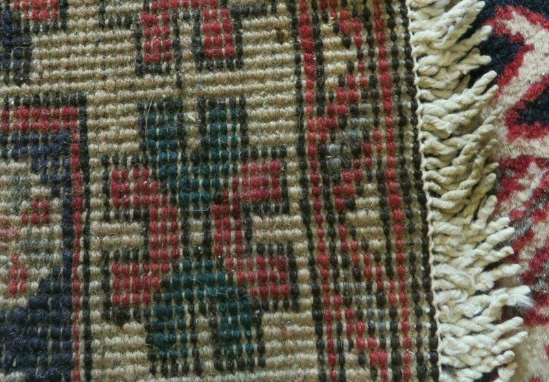 Persian Runner Rug 3.5 x 10.7, Karajeh Heriz Rug, Navy Blue, Geometric Medallions by Jewel Rugs