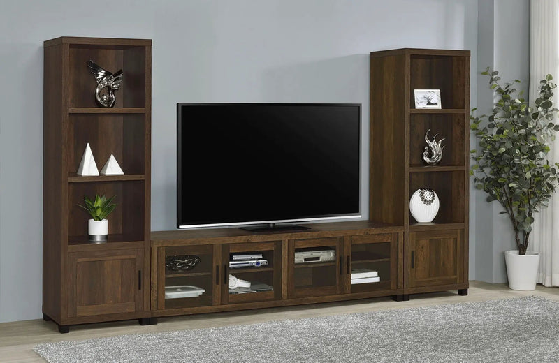 Sachin 3-piece 79-inch TV Entertainment Center Dark Pine by Unique Piece Furniture