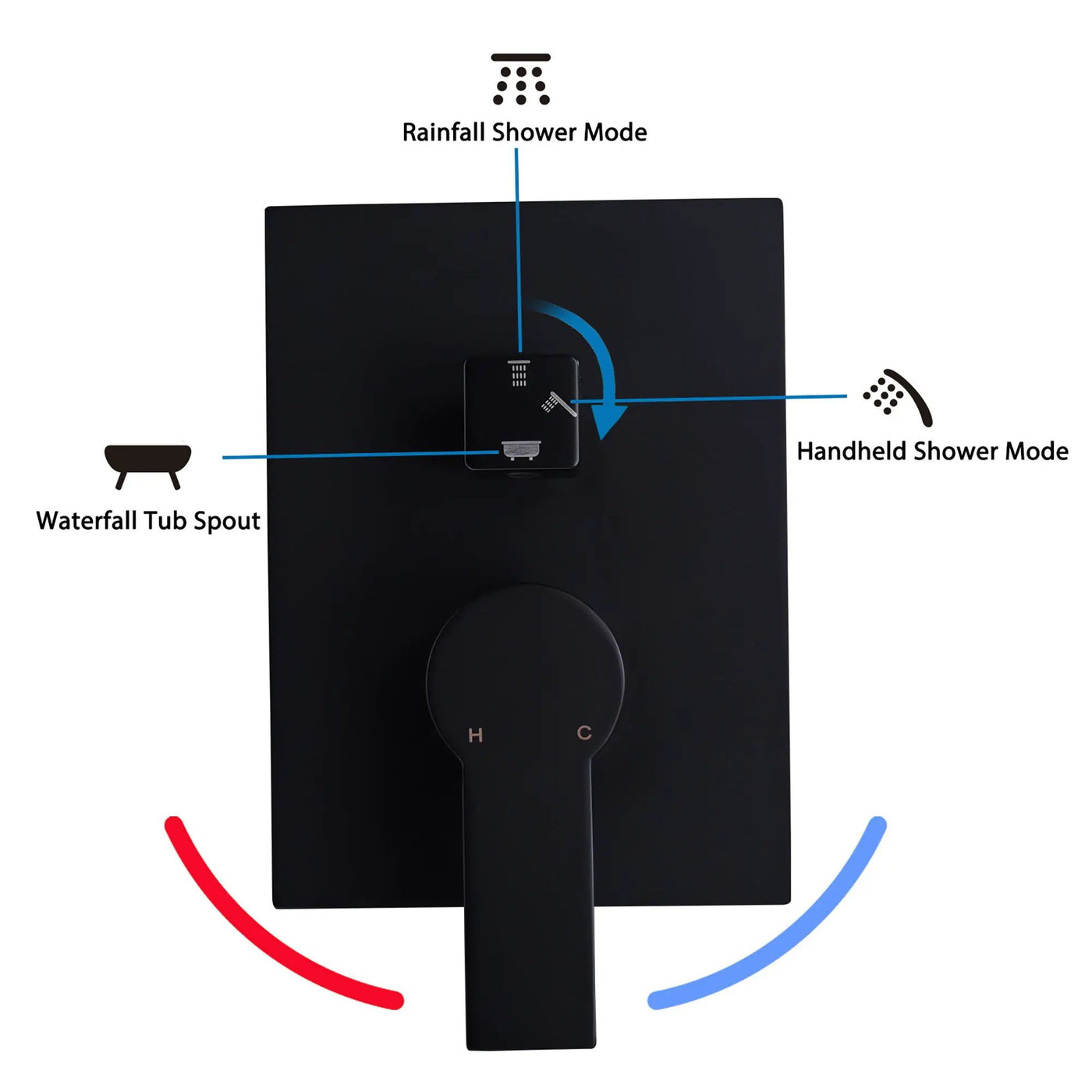 Contemporary Shower System With 12" Rainfall Head And Handheld Spray, Wall Mounted by HouseOfZazla