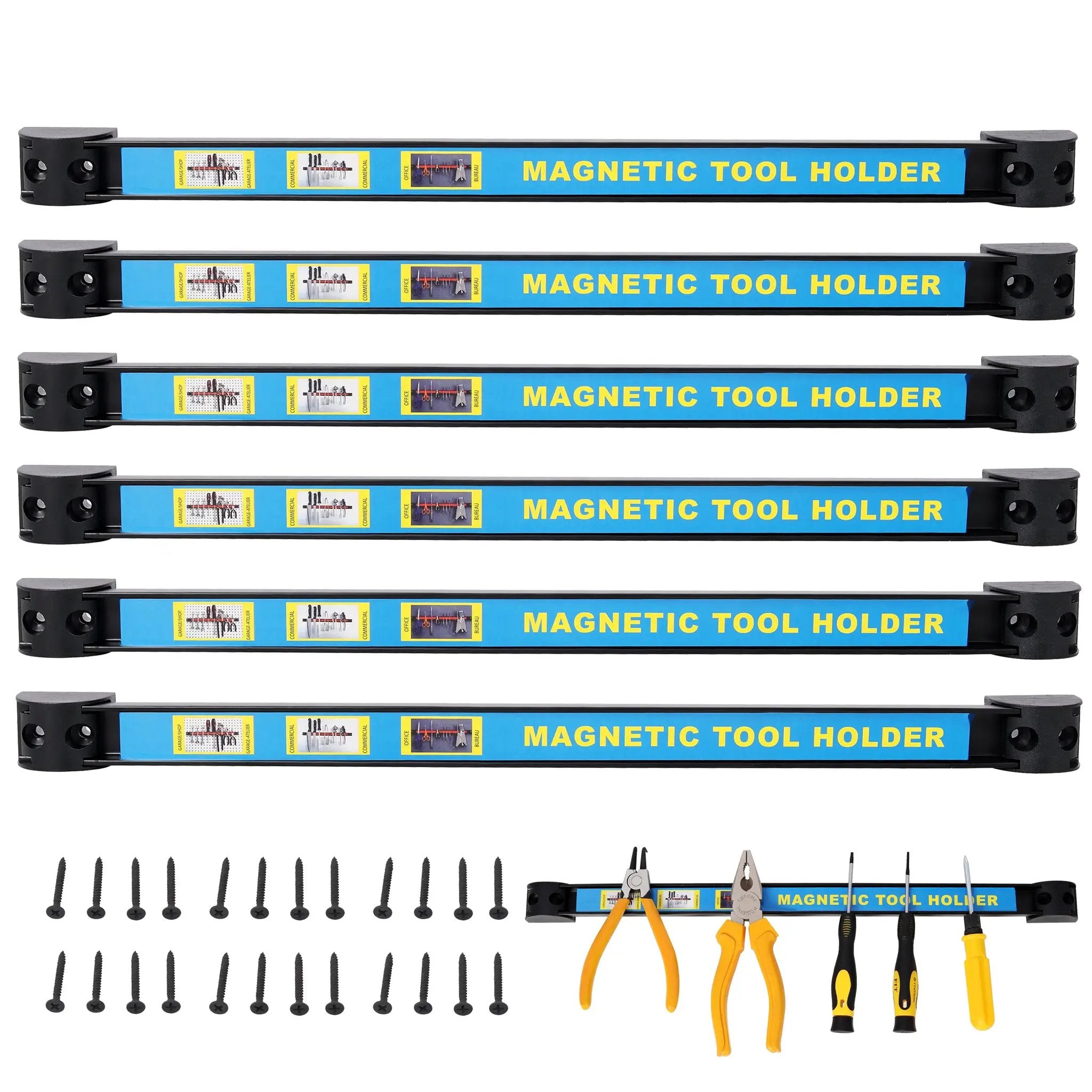 6-Pack 18-Inch Heavy Duty Magnetic Tool Holder Set by HouseOfZazla