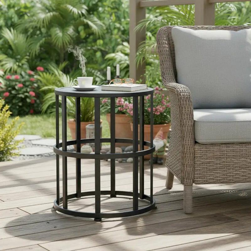 Ceramic Tile Side Table with Powder Coated Iron Frame by HouseOfZazla