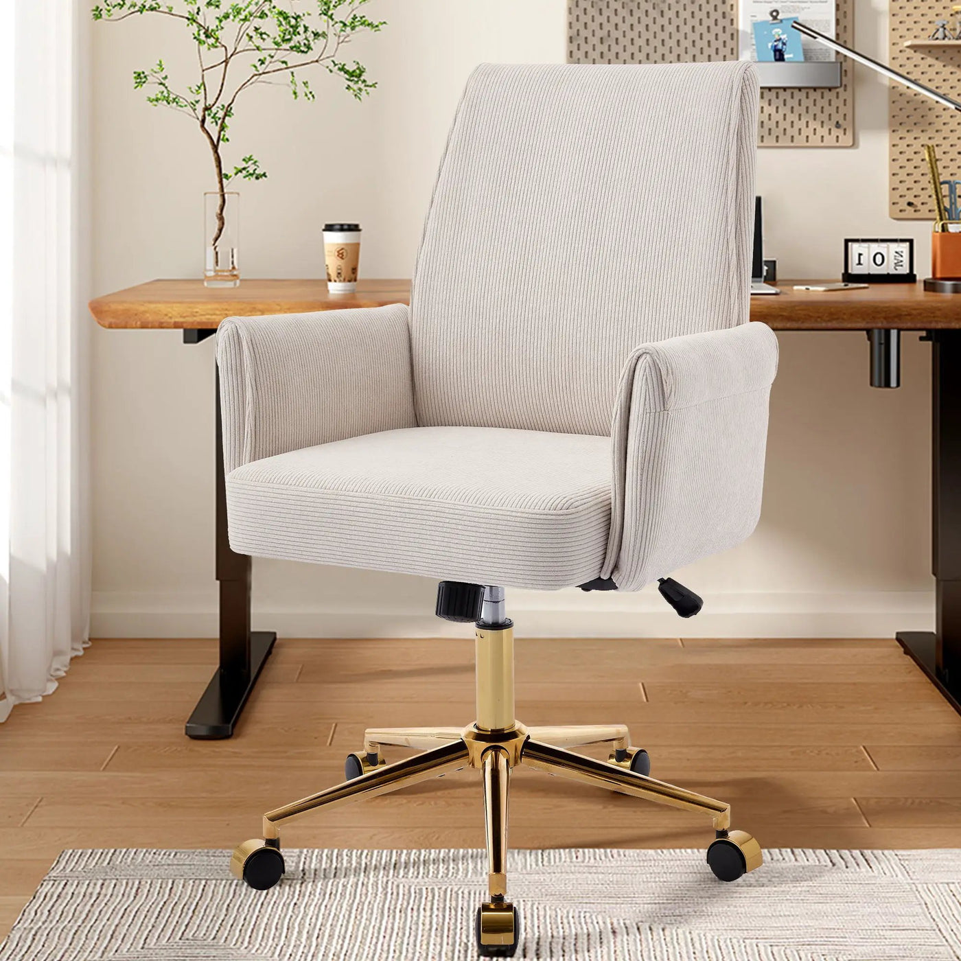 Ergonomic Mid-Back Office Chair With Striped Fabric by Unique Piece Furniture
