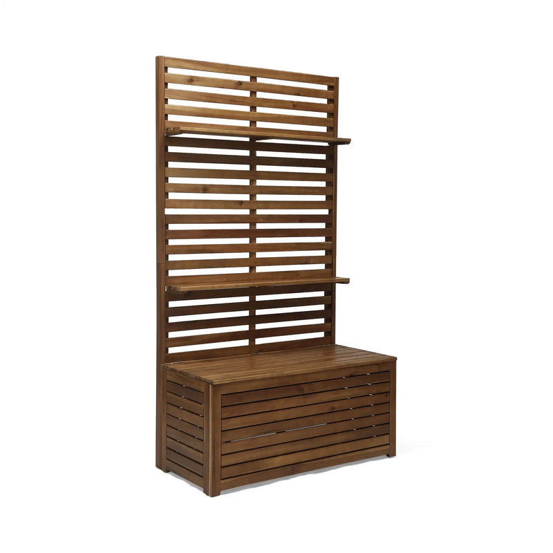 Storage Bench With Rack - Teak by HouseOfZazla