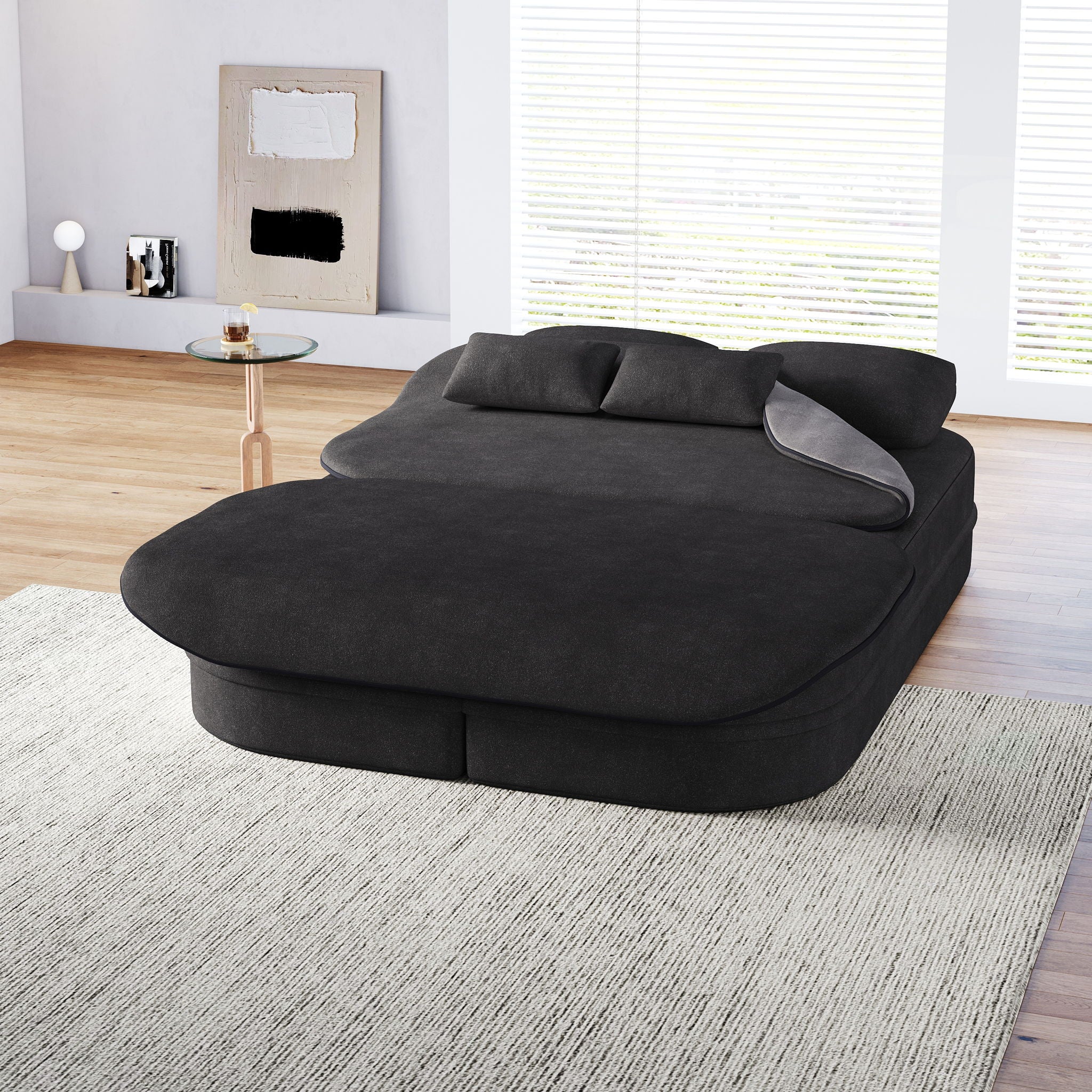 2 In 1 Foldable Sofa Bed With Multi Functional Blanket, Floor Lounge Sofa by HouseOfZazla