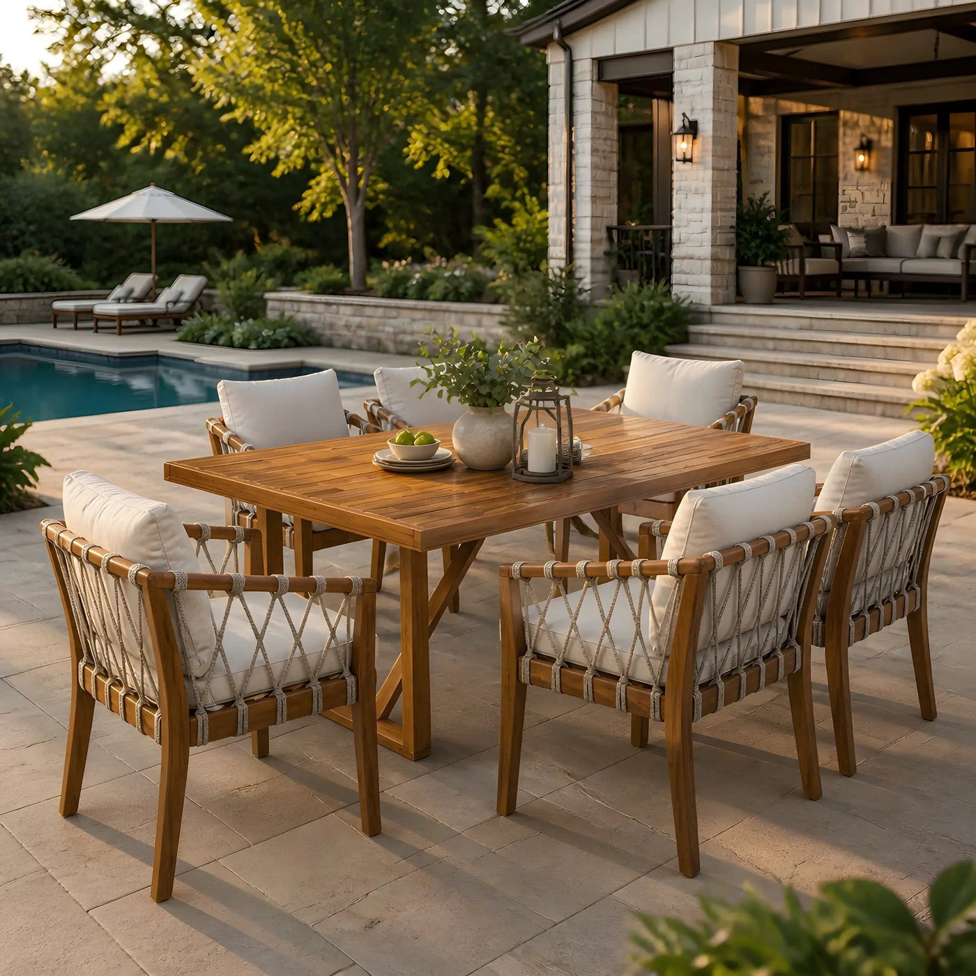 7-Piece Acacia Wood Outdoor Dining Set by HouseOfZazla