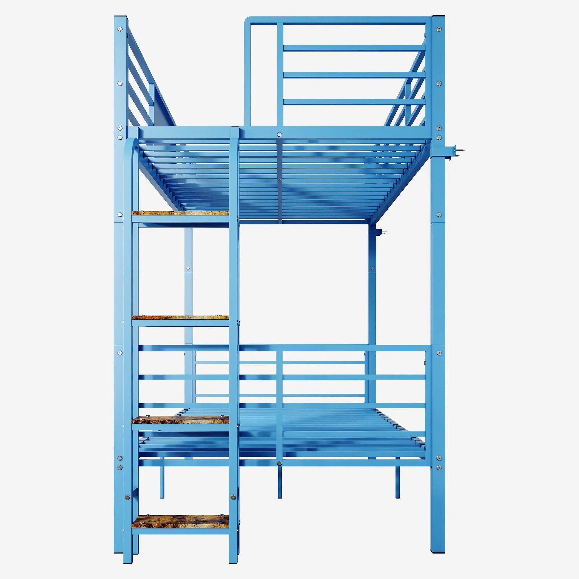 Bunk Bed, Convertible To 2 Separate Twin Size Beds With Full Length Guardrail & Ladder, No Box Spring Needed - Blue by HouseOfZazla
