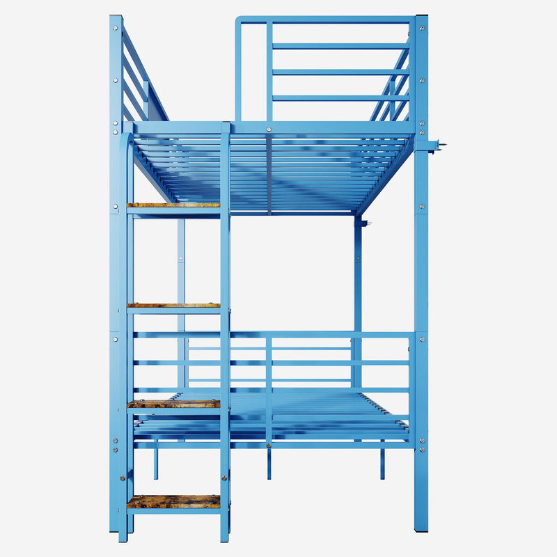 Bunk Bed, Convertible To 2 Separate Twin Size Beds With Full Length Guardrail & Ladder, No Box Spring Needed - Blue by HouseOfZazla