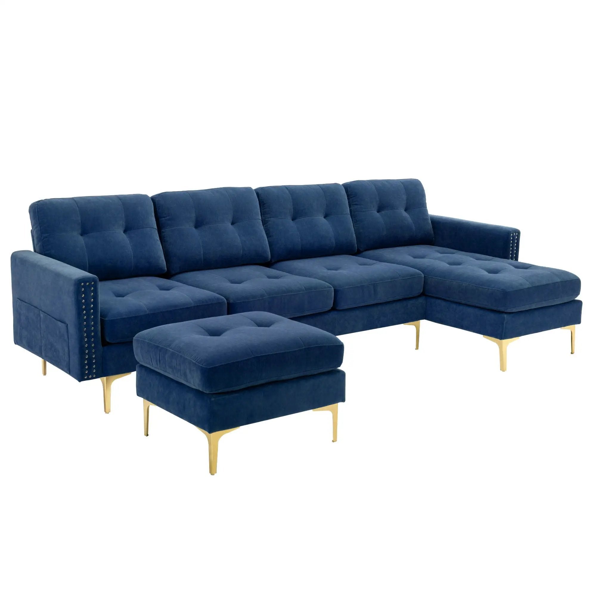 Modern L - Shape Convertible Sectional Sofa With Movable Ottoman by HouseOfZazla