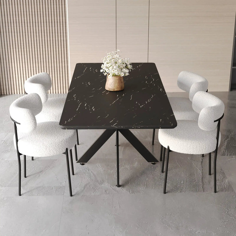 Extendable Dining Table Set With Curved Backrest Upholstered Chairs by Unique Piece Furniture