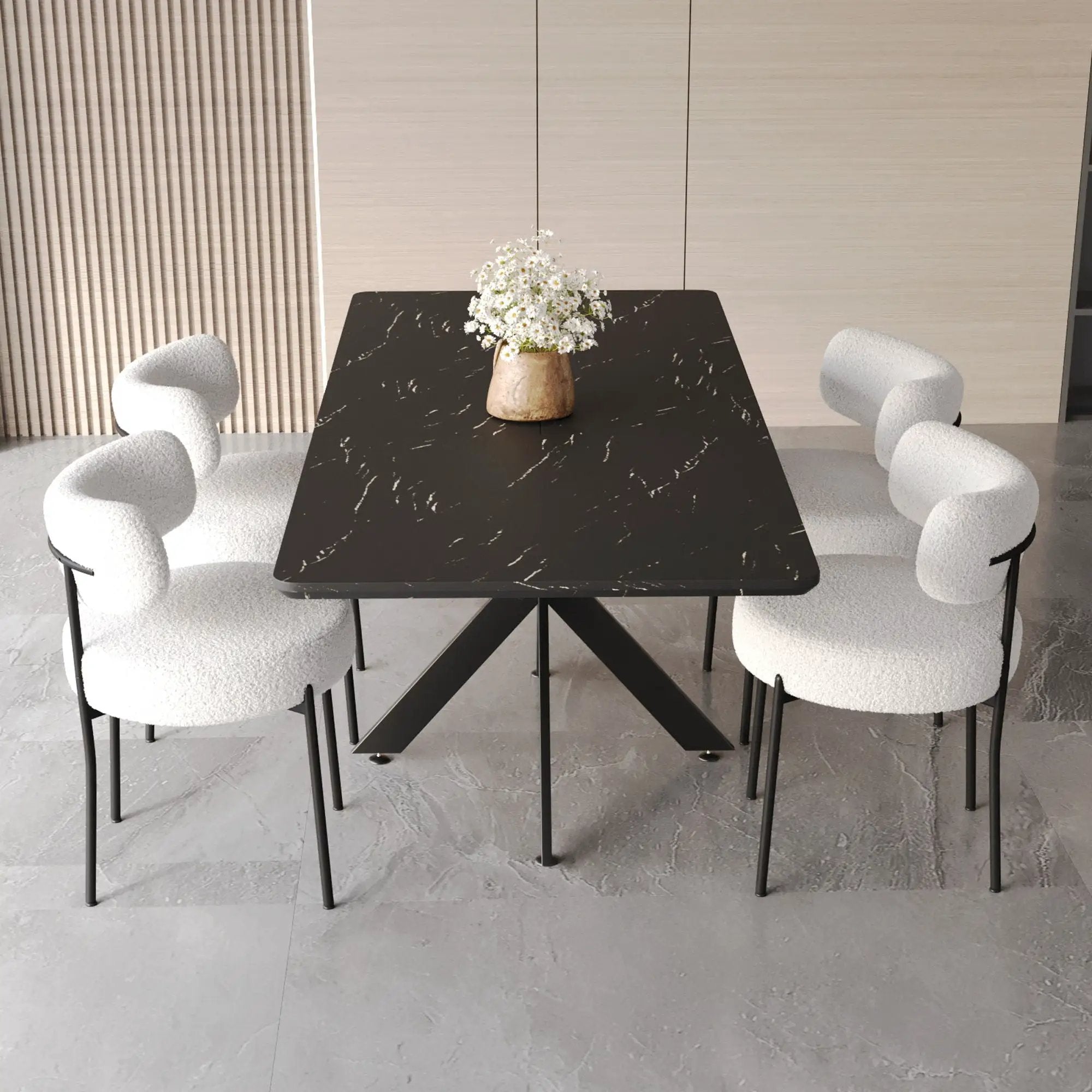 Extendable Dining Table Set With Curved Backrest Upholstered Chairs by HouseOfZazla