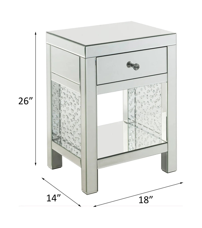 Nysa - 18" X 14" Accent Table - Mirrored & Faux Crystals by Unique Piece Furniture
