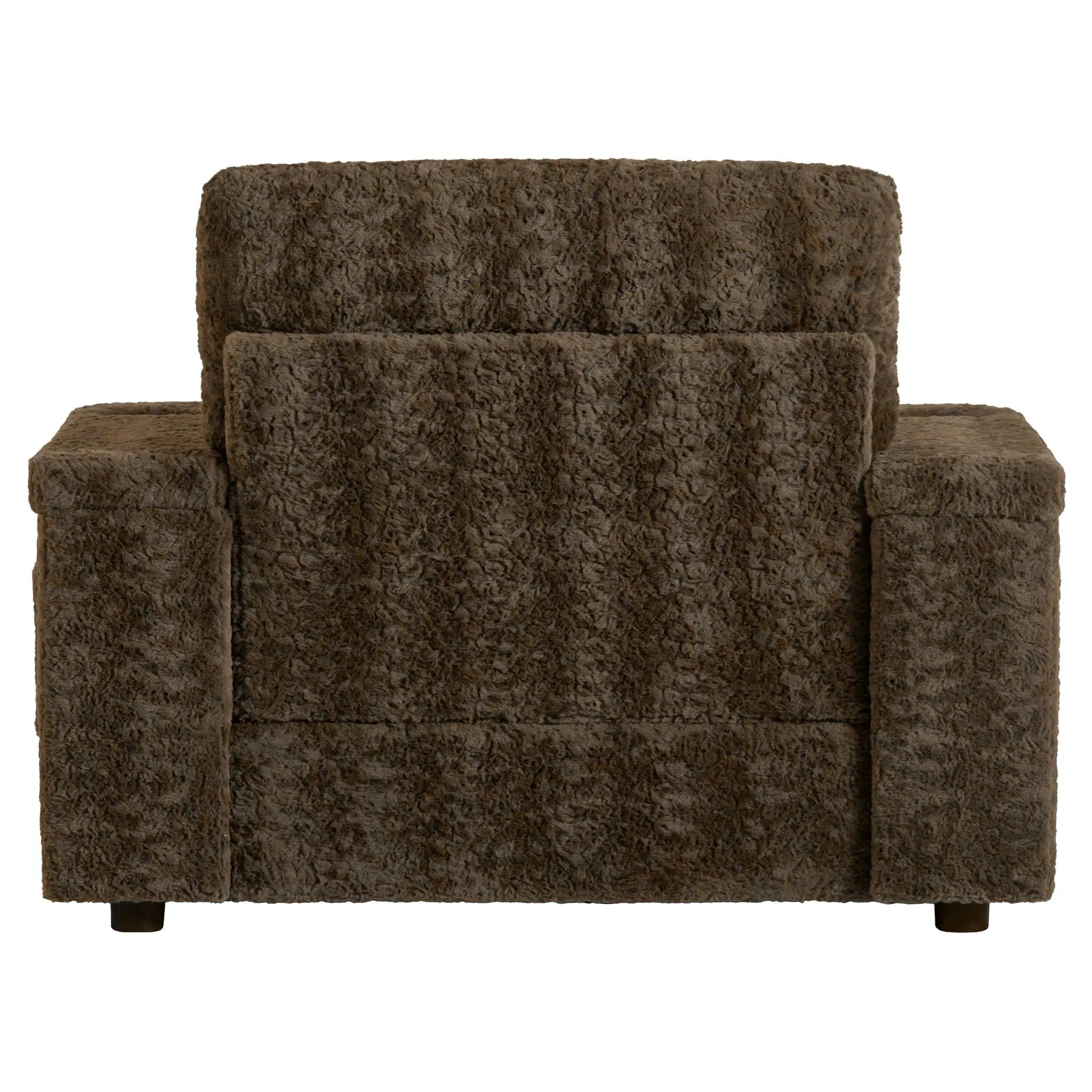 Oversized Chaise Lounge Indoor Rabbit Fur Sofa Bed With Storage Ottoman And Armrests Cup Holders With Deep Seat by HouseOfZazla
