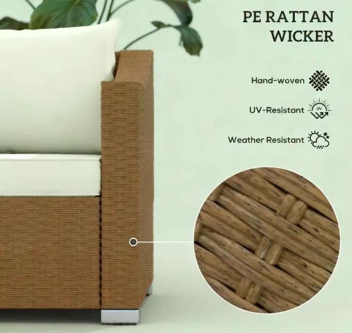 Rattan Wicker Seater Patio Couch with Cushions and Throw Pillows by HouseOfZazla
