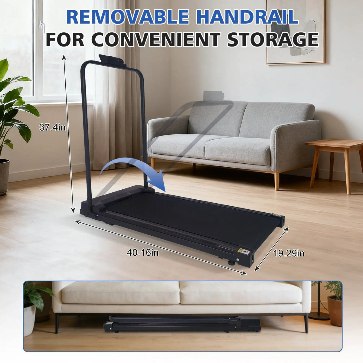 Walking Pad Treadmill with Handle Bar and Adjustable Incline by HouseOfZazla