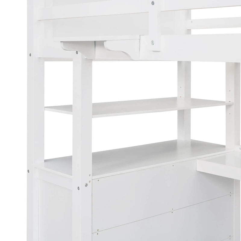 Loft Bed With Drawers With Desk And Shelves by HouseOfZazla