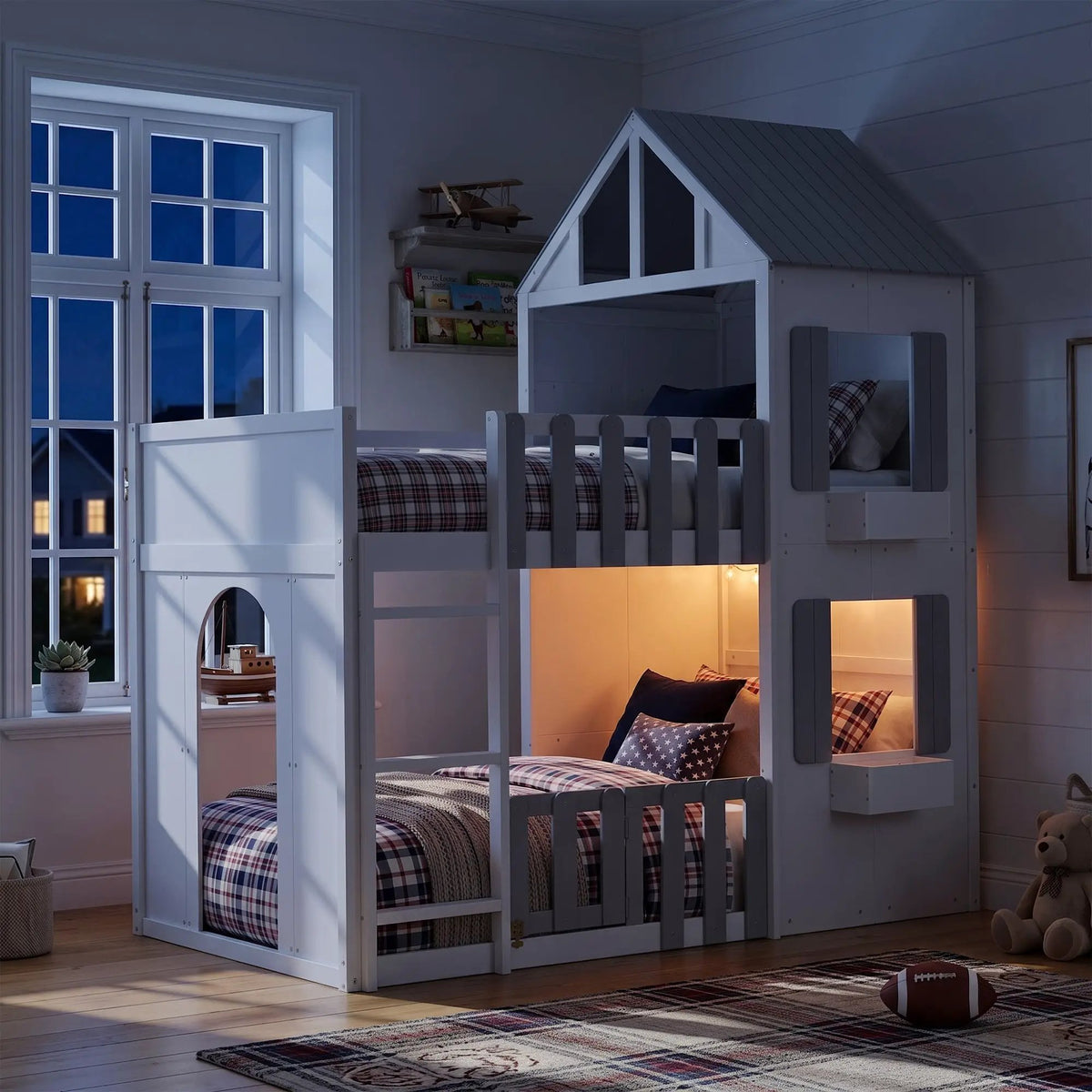 Twin Over Twin House Bunk Bed by HouseOfZazla