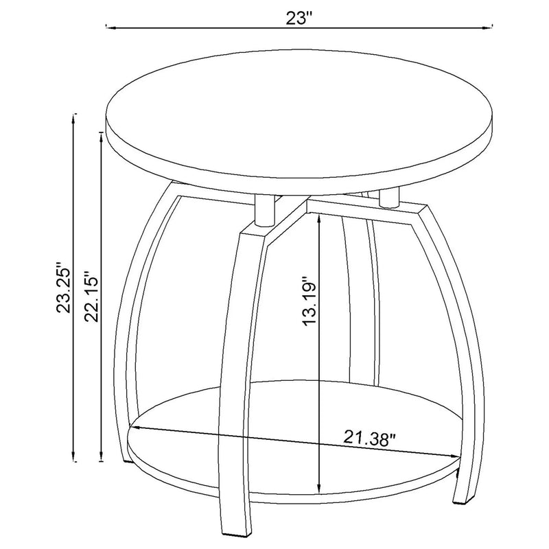 Dacre Round Engineered Wood Top Side End Table Dark Charcoal by Unique Piece Furniture