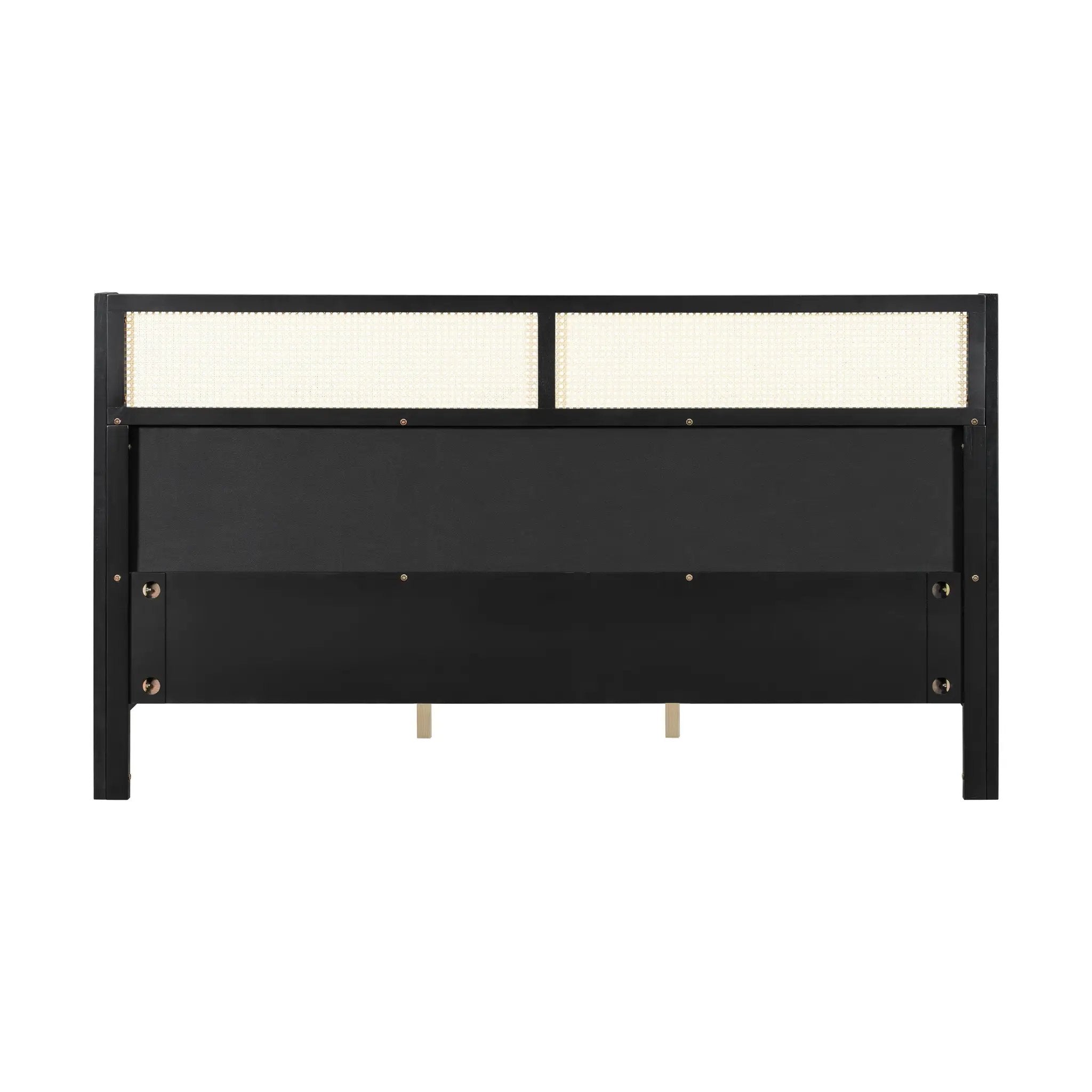 King Size Bed Frame with Black Frame and Green Upholstered Headboard by HouseOfZazla