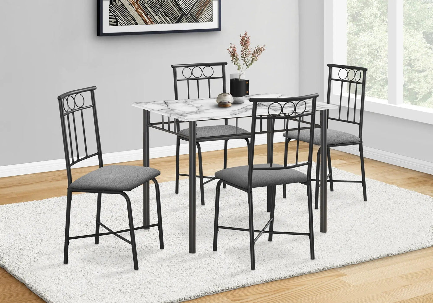 5 Pieces Dining Table Set, Small, Rectangular by HouseOfZazla
