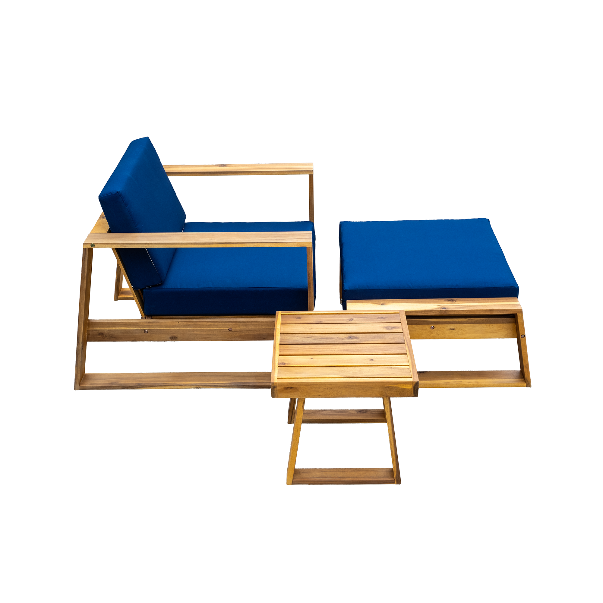 U_STYLE Acacia Wood Outdoor Lounge Set - Chair and Ottoman by HouseOfZazla