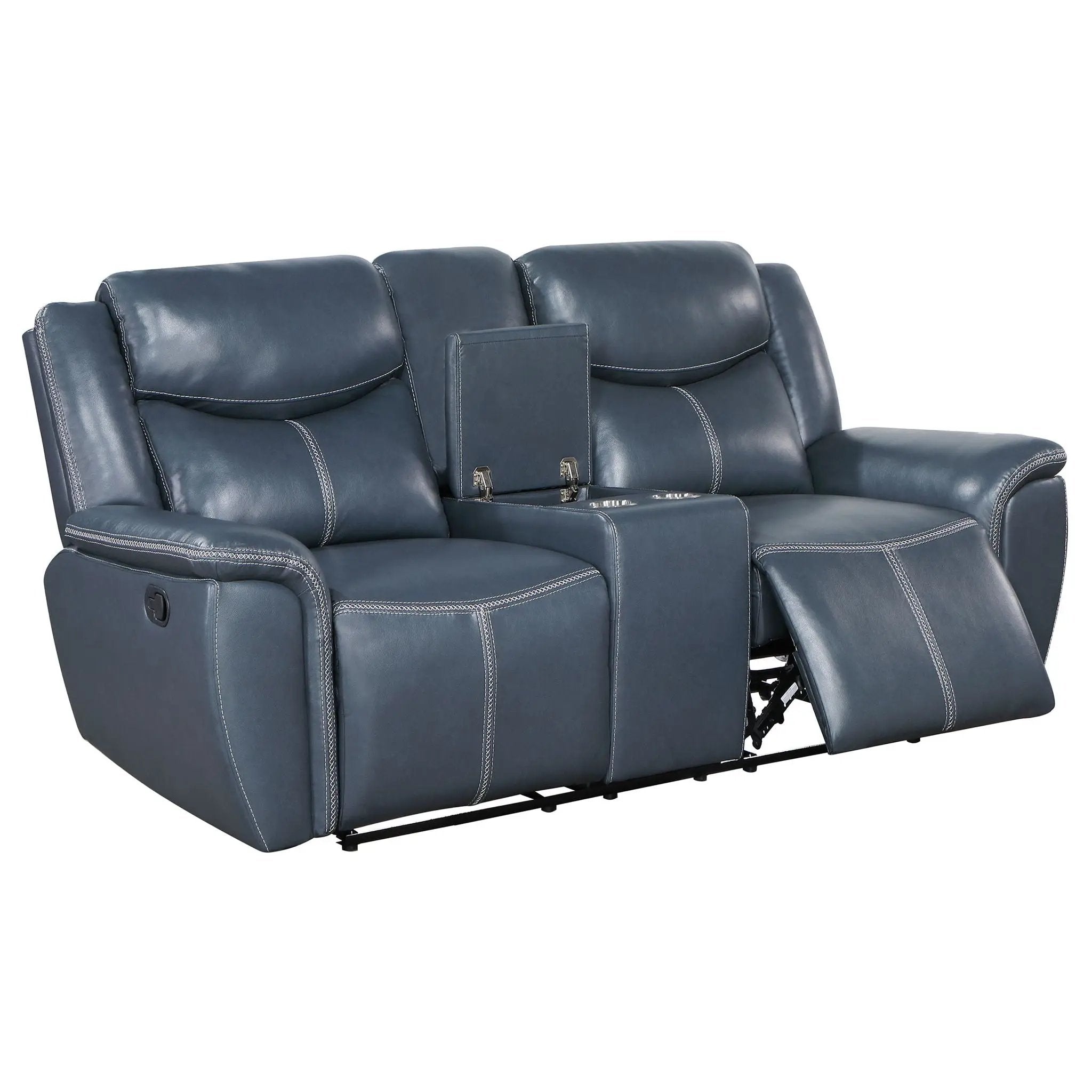 Sloane Upholstered Padded Arm Reclining Loveseat Blue by Unique Piece Furniture