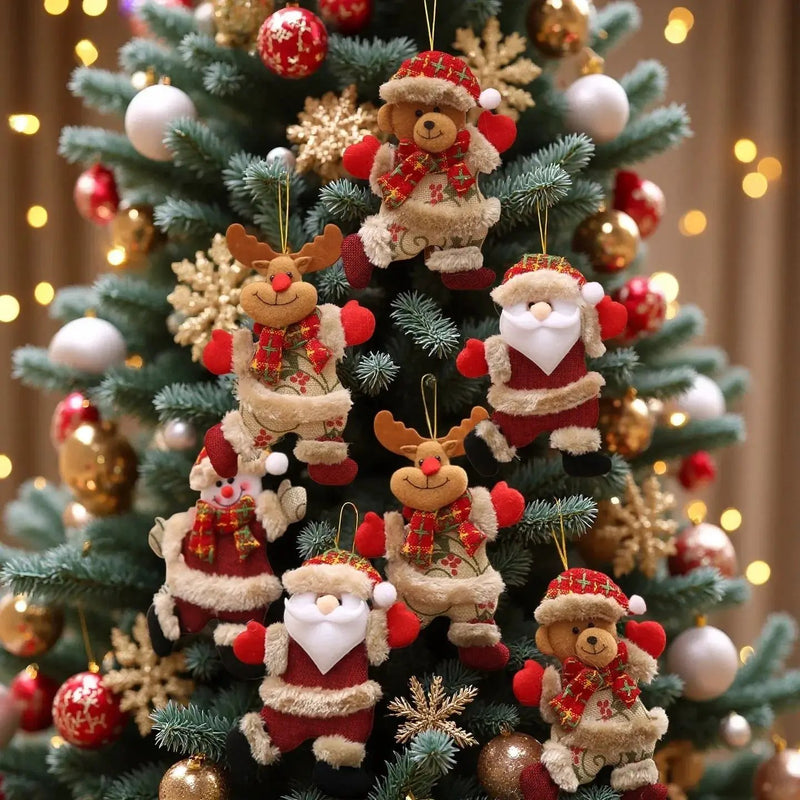 Fabric Christmas Ornaments, Dancing Snowman Deer Bear Tree Decorations by House Of Avana