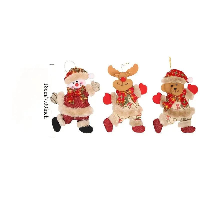 Fabric Christmas Ornaments, Dancing Snowman Deer Bear Tree Decorations by House Of Avana