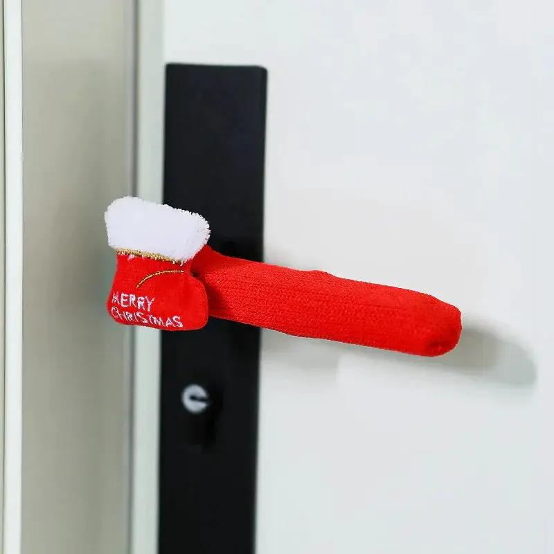 Fabric Elf Door Knocker with Golden Bell & Hook, Red/Green Christmas Door Hanger by House Of Avana