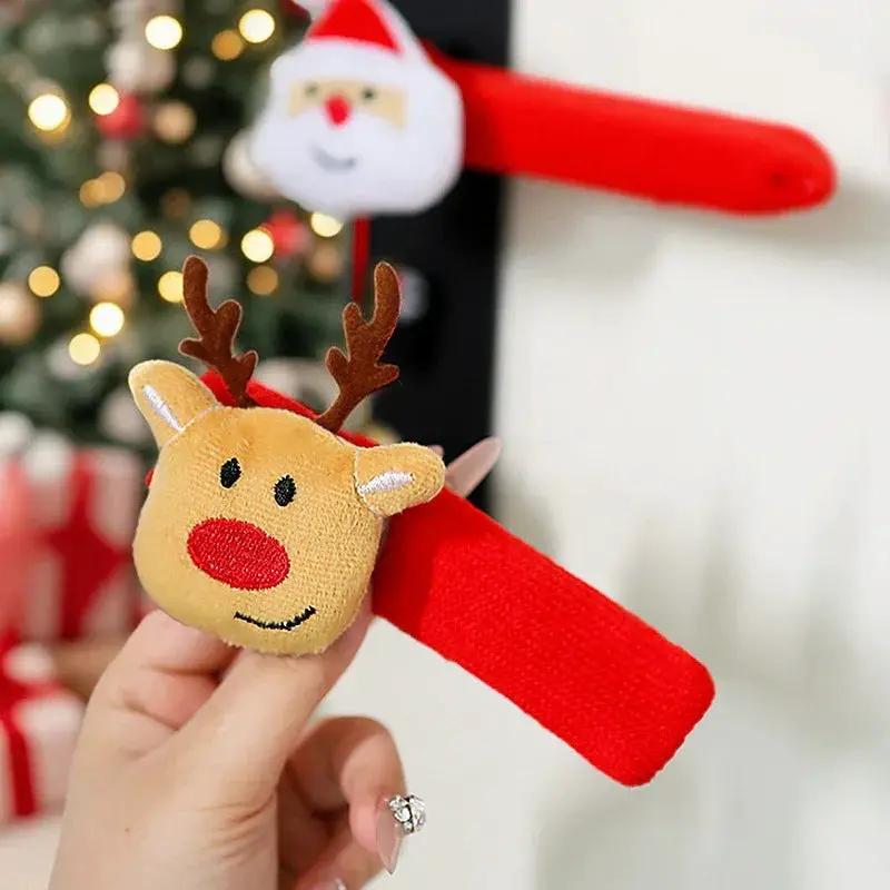 Fabric Elf Door Knocker with Golden Bell & Hook, Red/Green Christmas Door Hanger by House Of Avana