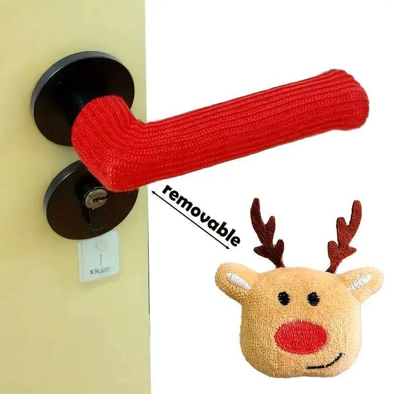 Fabric Elf Door Knocker with Golden Bell & Hook, Red/Green Christmas Door Hanger by House Of Avana