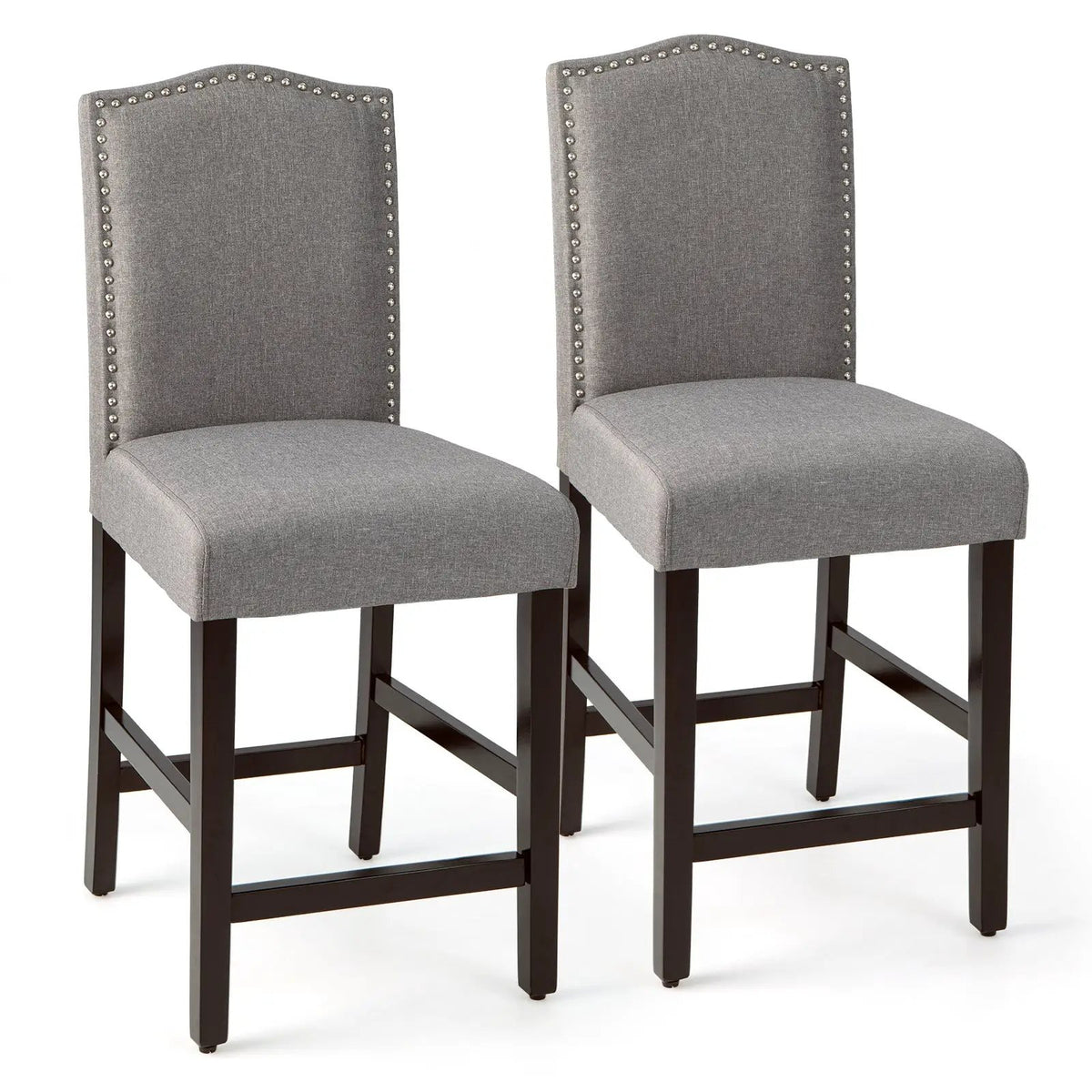 2 Pcs Fabric Nail Head Counter Height Dining Side Chairs Set by DirectDeals