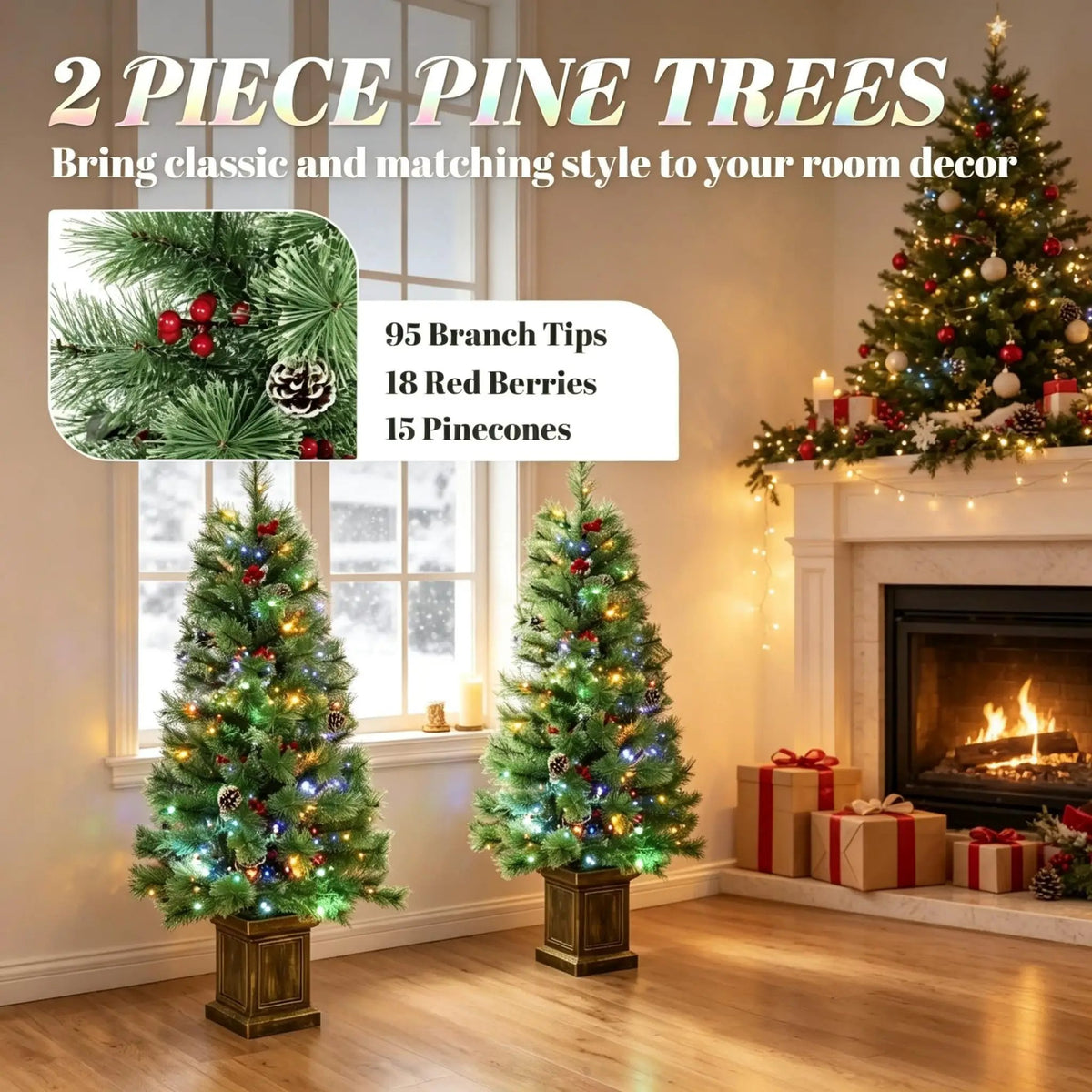 Set of 2, 4 ft Pre-Lit Christmas Trees by HouseOfZazla