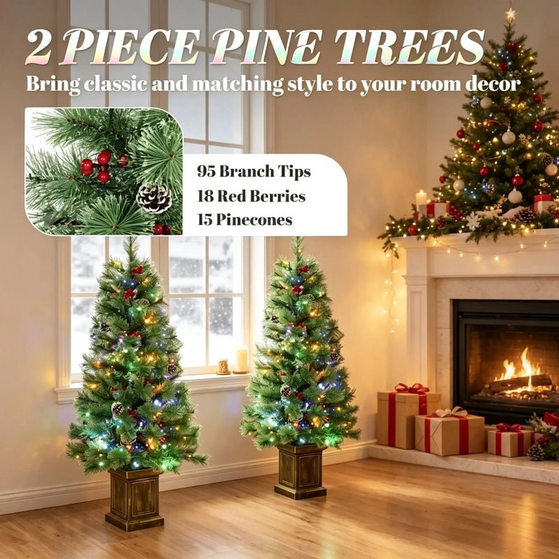 Set of 2, 4 ft Pre-Lit Christmas Trees by HouseOfZazla
