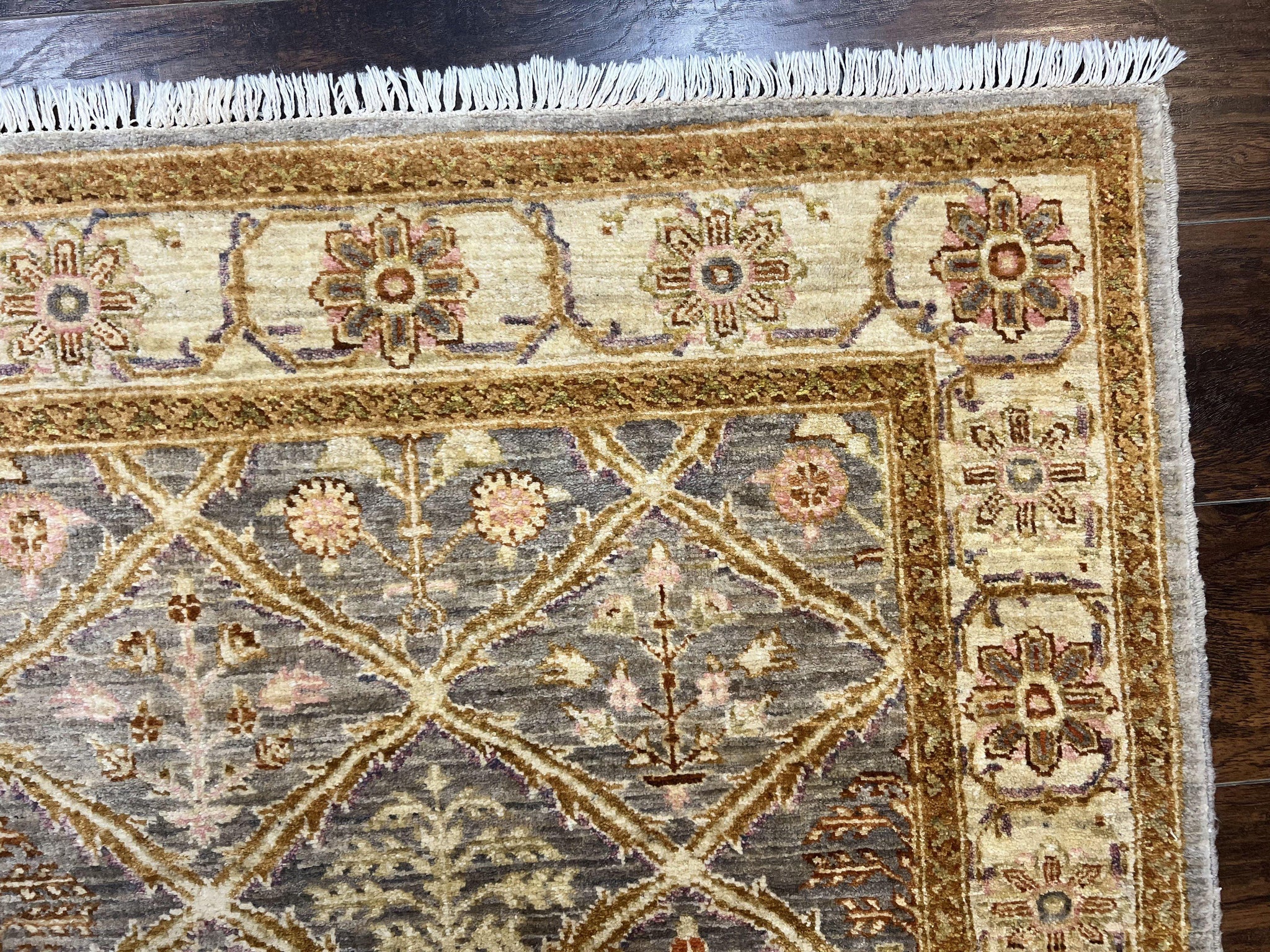 Pakistani Peshawar Rug 3.6 x 5, Safavieh Wool Handmade Hand Knotted Vintage Rug, Panel Design Oriental Carpet, Pair C by Jewel Rugs