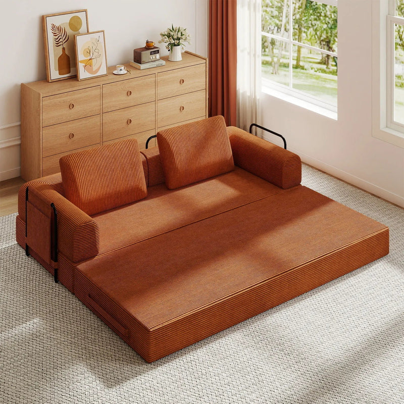 Convertible Sleeper Sofa Bed With Cylindrical Pillow by HouseOfZazla
