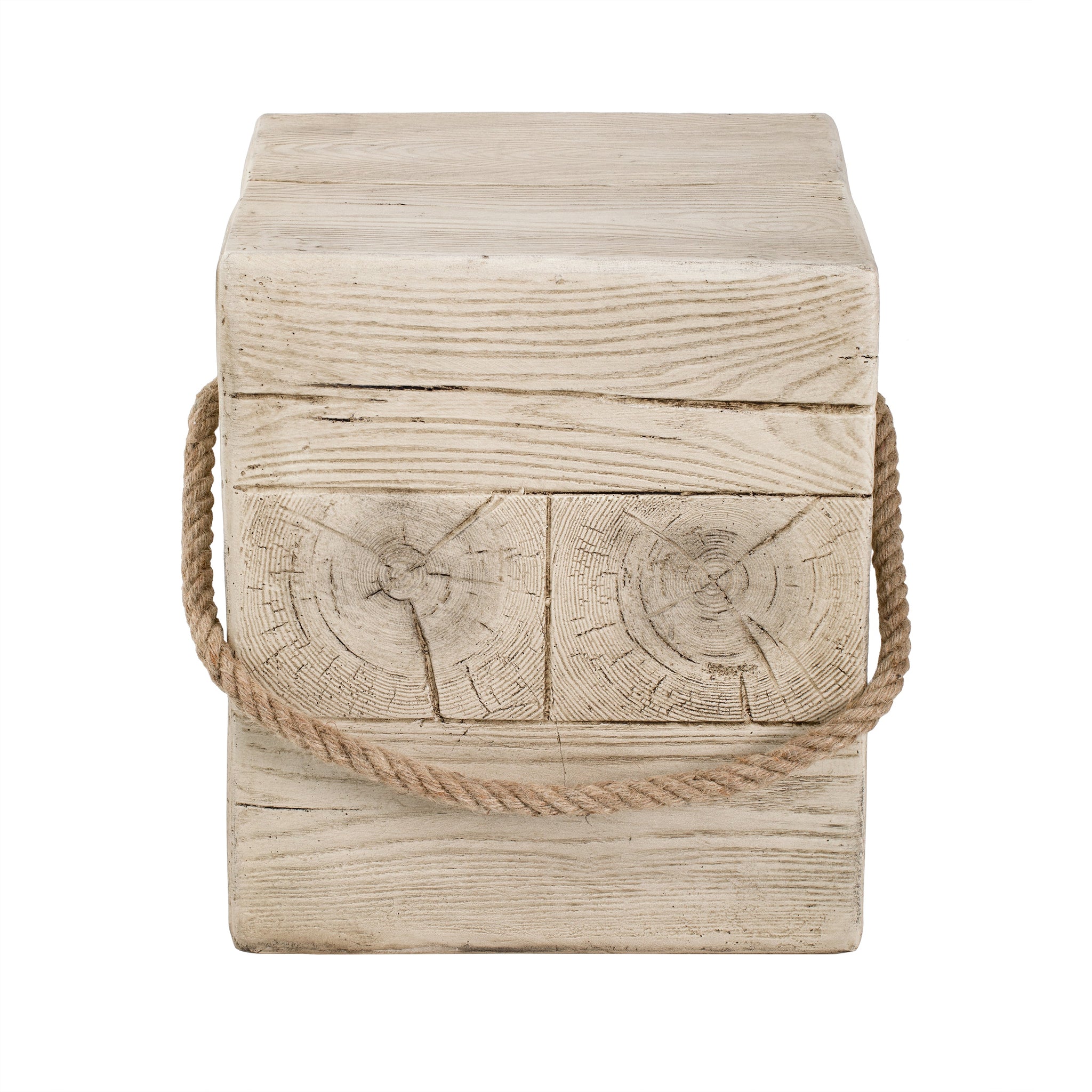 Outdoor Wood Grain Square MGO Side Table with Simulated Braided Cord by HouseOfZazla
