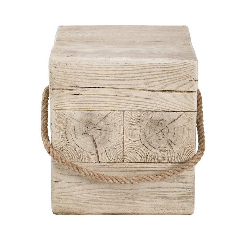 Outdoor Wood Grain Square MGO Side Table with Simulated Braided Cord by HouseOfZazla