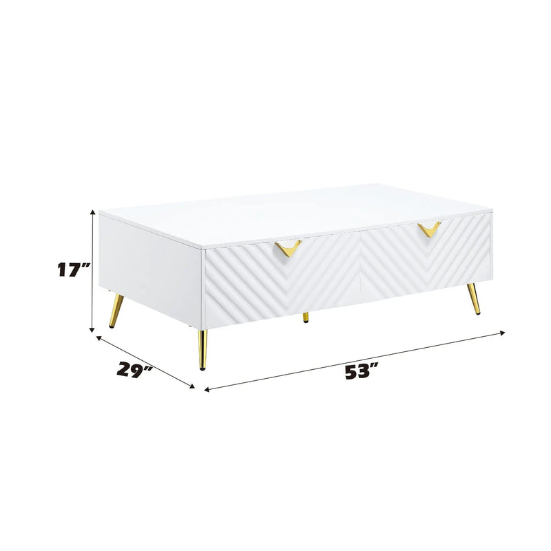 Gaines - High Gloss Coffee Table - White by HouseOfZazla