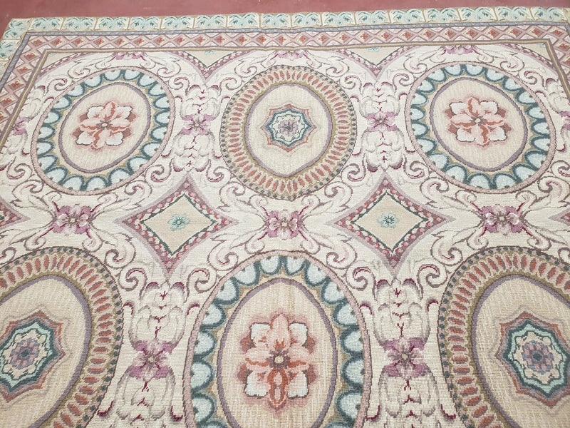 New Needlepoint Rug, 6x9 Needlepoint Carpet, Flatweave Rug, Vicotorian French European English Decor, Elegant Rug for Living Room, Handmade by Jewel Rugs