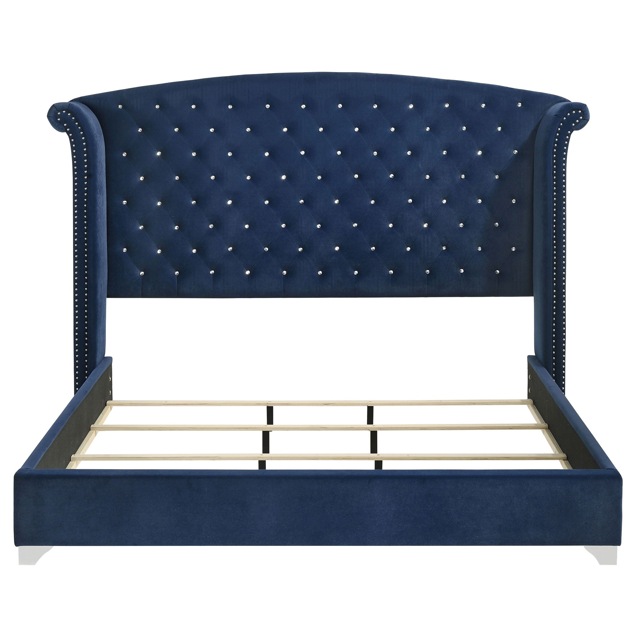 Melody Upholstered Eastern King Wingback Bed Pacific Blue by Unique Piece Furniture