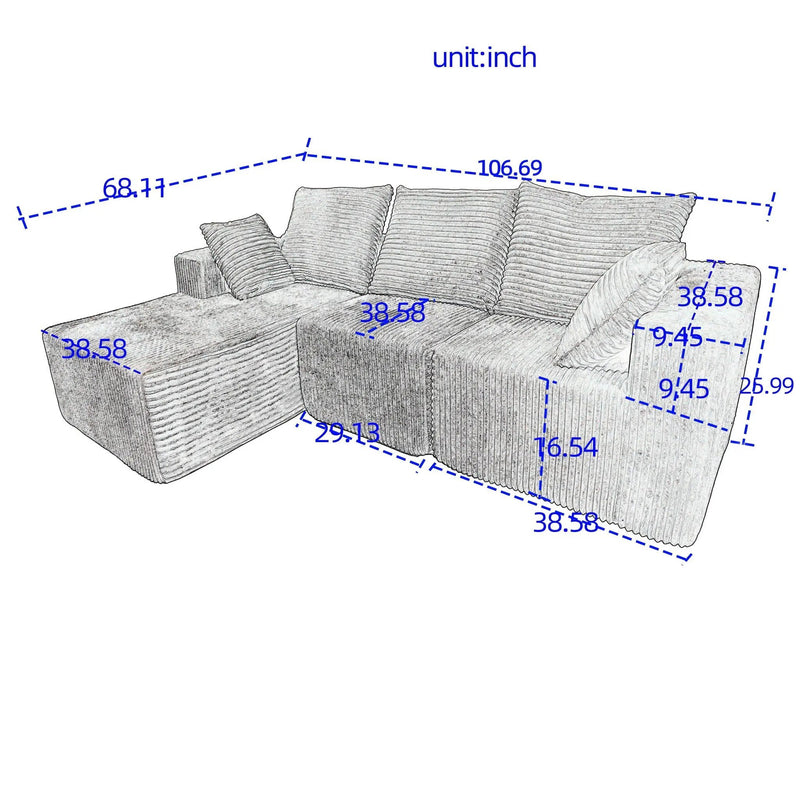 Corner Combination Sofa Sectional Couch With Soft Fabric by HouseOfZazla